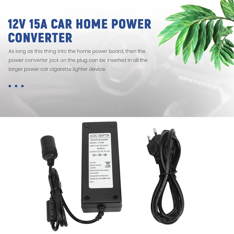 Convertitore di alimentazione per auto 12V 15A 160W convertitore adattatore di alimentazione per auto da 220V a 12V convertitore accendisigari per auto a casa spina europea