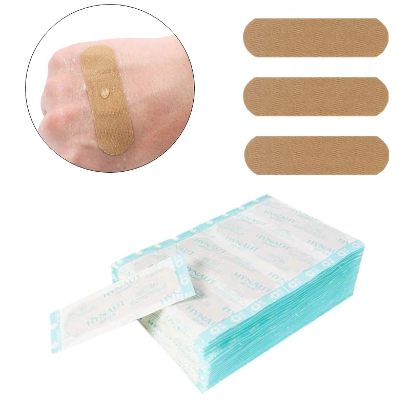 Emplastros adesivos elásticos à prova d'água Band Aid Patch de primeiros socorros Emplastros de curativo ferida Tiras de Woundplast 100pcs por conjunto