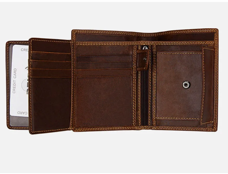 Name Angepasst Männer RFID Brieftaschen Hohe Qualität Echtes Leder Retro Männlichen Münzfach Karte Halter Geld Tasche Männer Geldbörsen Für Geschenk – Detail 16