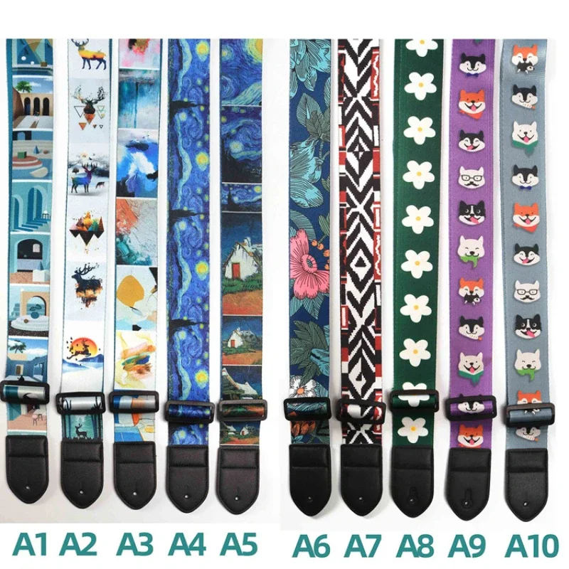 Guitar Strap Cartoon Adjustable Guitar Should Strap Belt for Acoustic/Electric Guitar Bass Ukulele Accessories