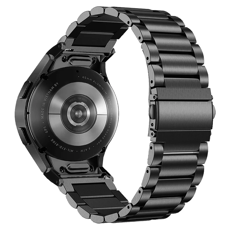 

For Samsung Galaxy Watch6 40mm / 44mm / Watch6 Classic 43mm / 47mm Metal Watch Band Quick Release Smart Watch Strap, Black