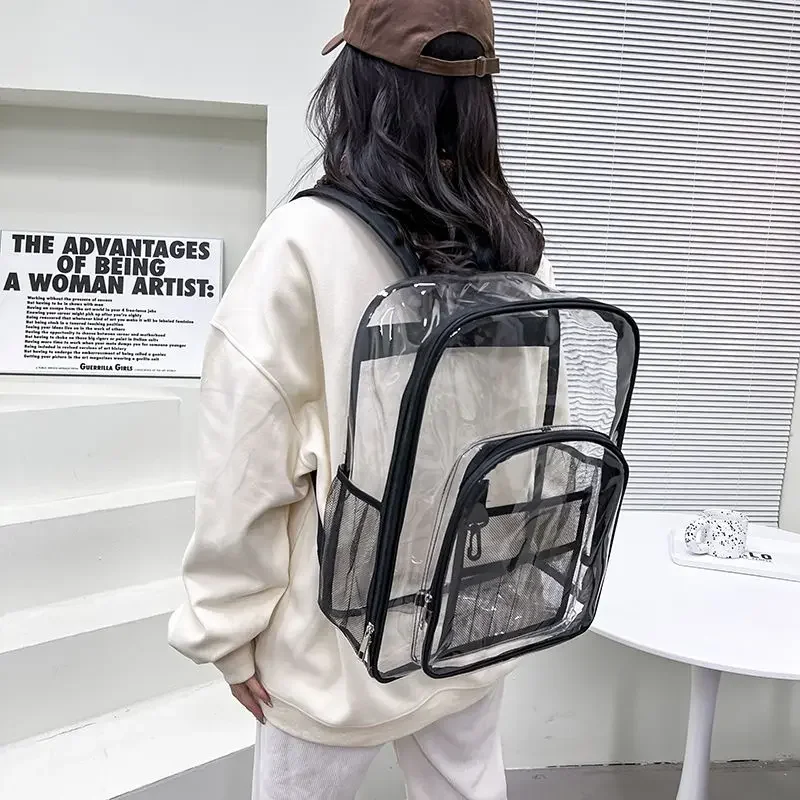 BOMO High Capacity Womens Backpack Fashion Simple Transparent Backpacks for Ladies Design Autumn Versatile Casual Female Bag