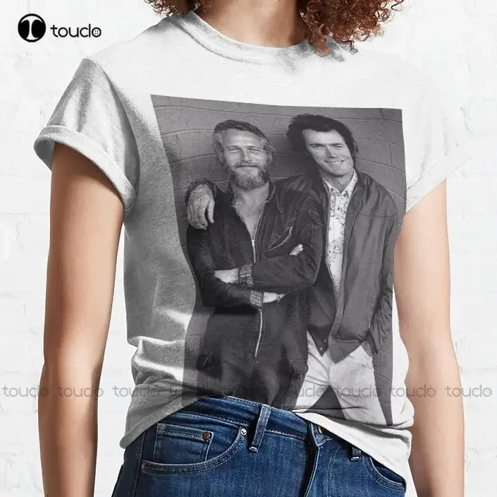 Clint Eastwood And Paul Newman Classic T-Shirt Clint Eastwood Casual Shirts For Women Outdoor Simple Vintag Casual T Shirts