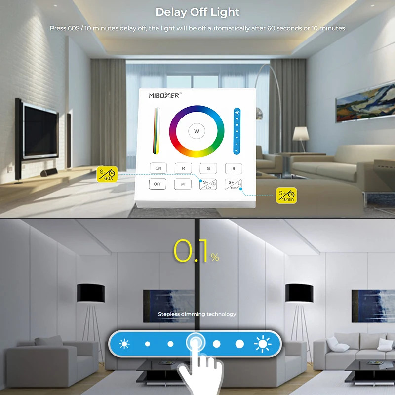 Miboxer B0 2.4G Timming 86Touch Panel przełącznika Ściemniacz Regulacja jasności RGB RGBW RGB+CCT Do pasków Led / Panel świateł / Kontroler