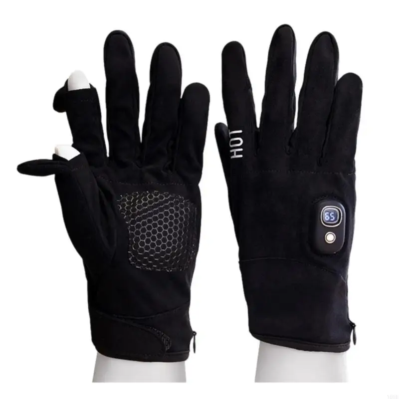 Rechargeable Electric Heated Winter Gloves Touchscreens Compatible Thermals Gloves With 3000mAh Battery For Skiing Cycling Y08E