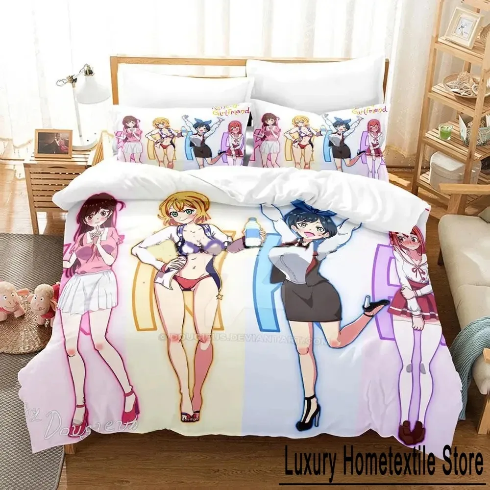 Anime Rent-A-Girlfriend Chizuru Bedding Set Boys Girls Twin Queen Size Duvet Cover Pillowcase Bed Kids Adult Home Textile