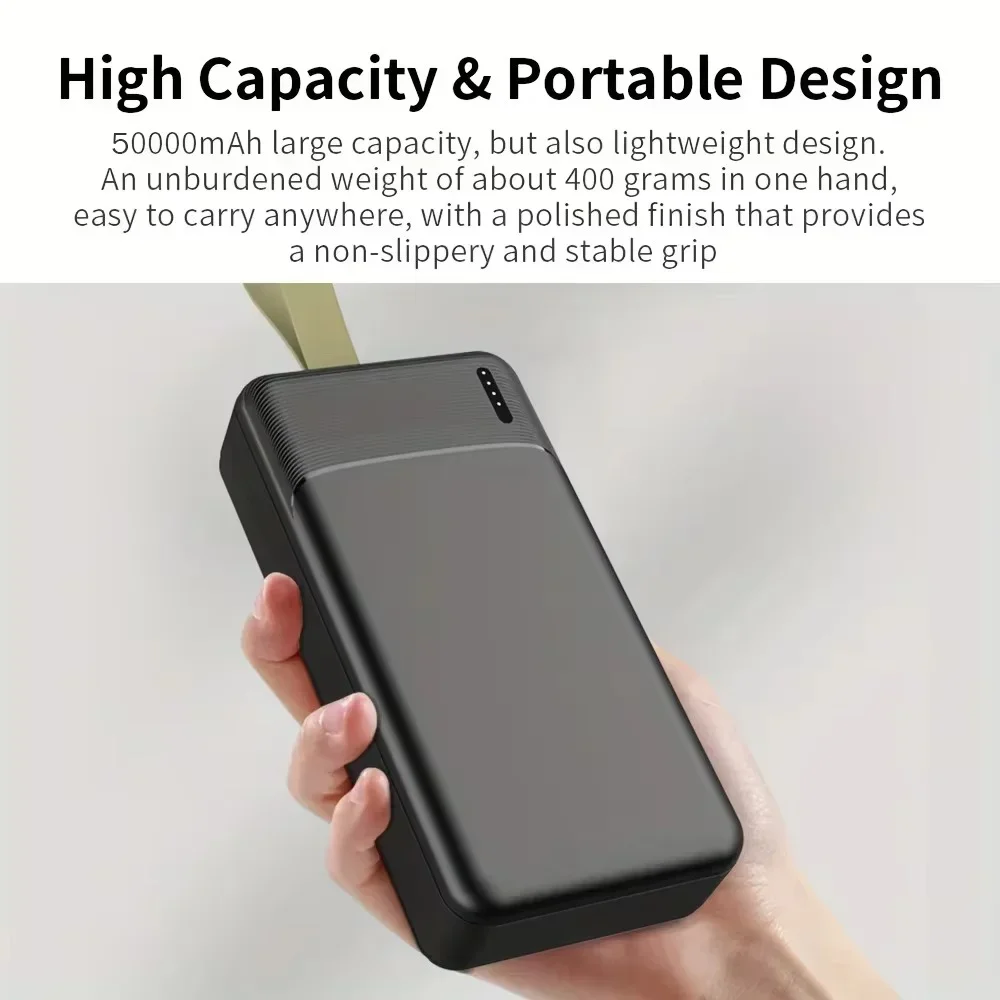 Banco de potência de carregamento rápido 50000mah bateria de alta capacidade design portátil carregador de bateria com corda de suspensão para iphone 16 xiaomi