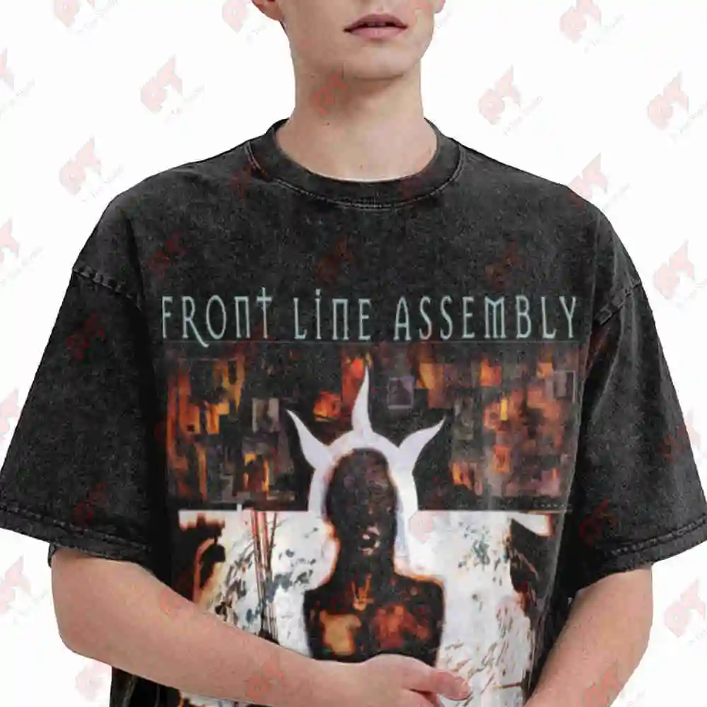 Front Line Assembly Vintage Washed Tee Pure Cotton T-Shirt