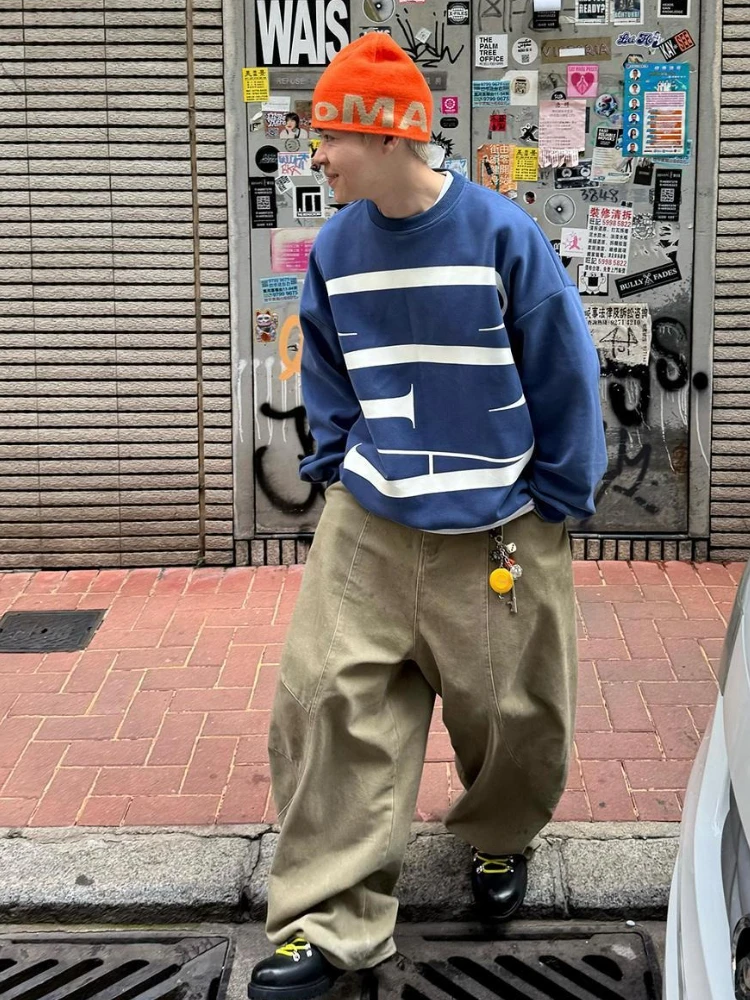 Y2K винтажный свитшот с рисунком, женская футболка большого размера, Kpop, ретро, американская уличная одежда, пуловер, корейские модные толстовки, топ для пар