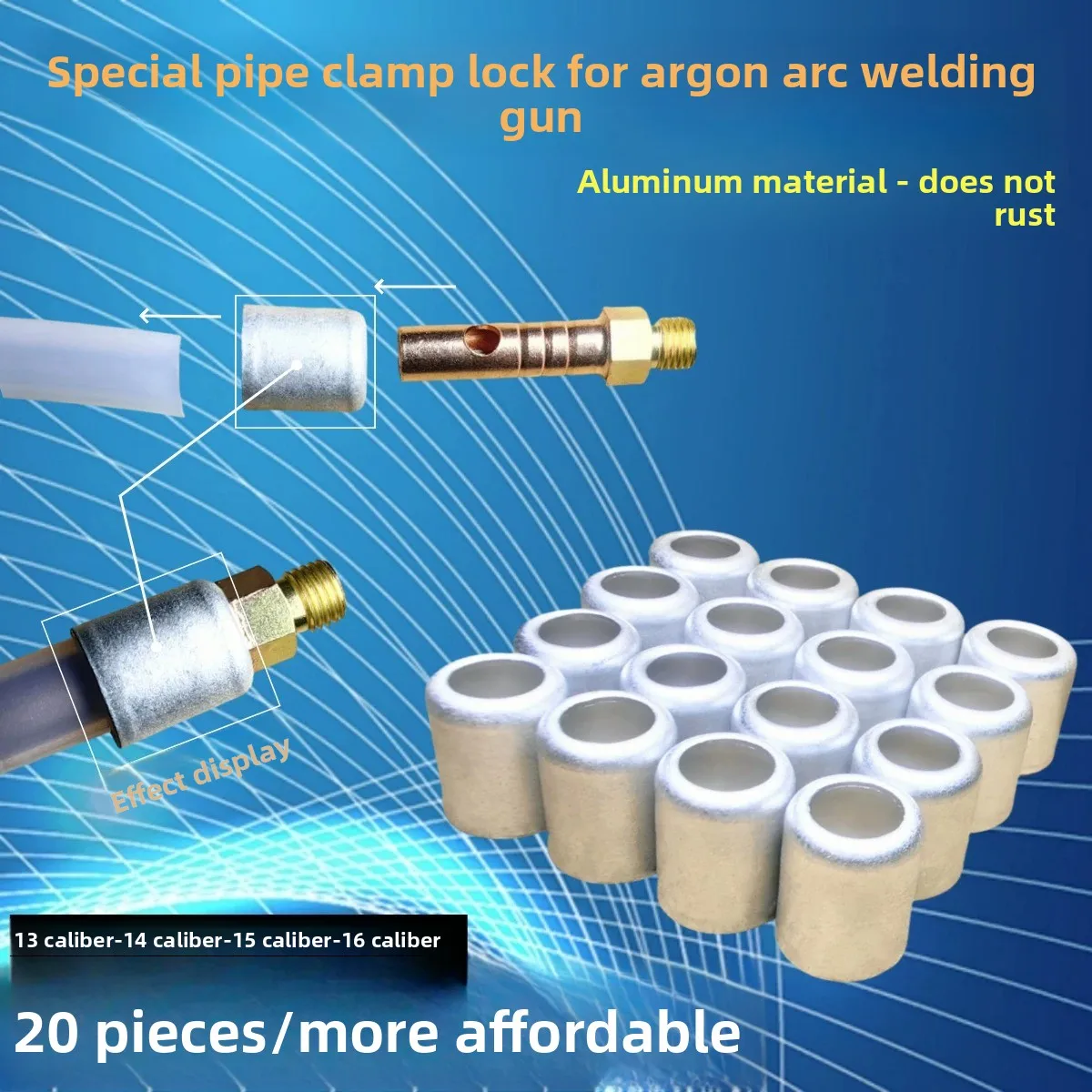 

20Pcs Aluminum Clamp for TIG Torch – Hose Locking Clip, Tube Fastener, Welding Connector Accessories