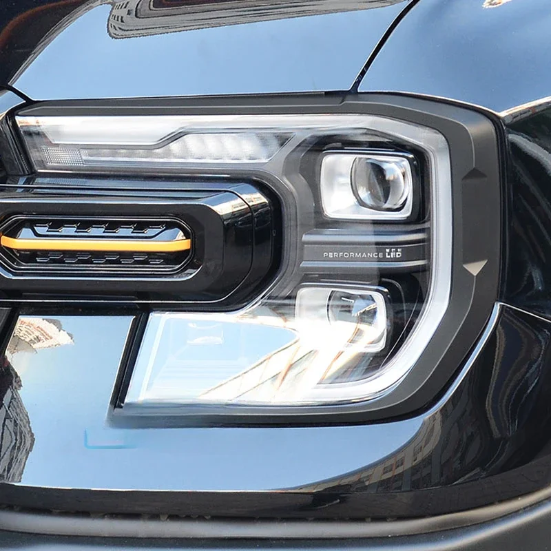 Headlight Cover Trim For Ford Ranger T9 2023 2024 Front Head Lamp Strip Headlamp Tail Lights Frame Carbon Fiber Car Accessories