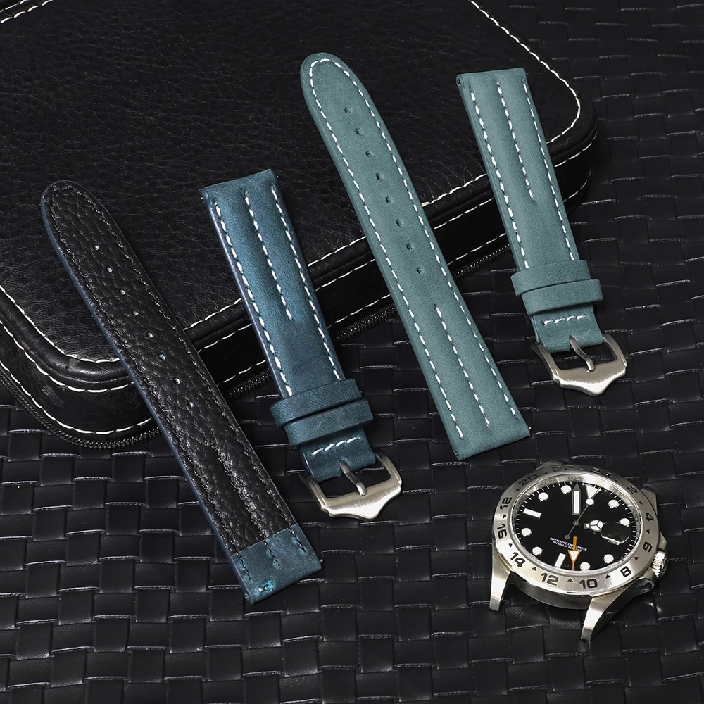 Vintage Crazy Horse Leather Watch Band 20mm 22mm Men Women's Universal Watch Strap Quick Release Cowhide Bracelet for Panerai