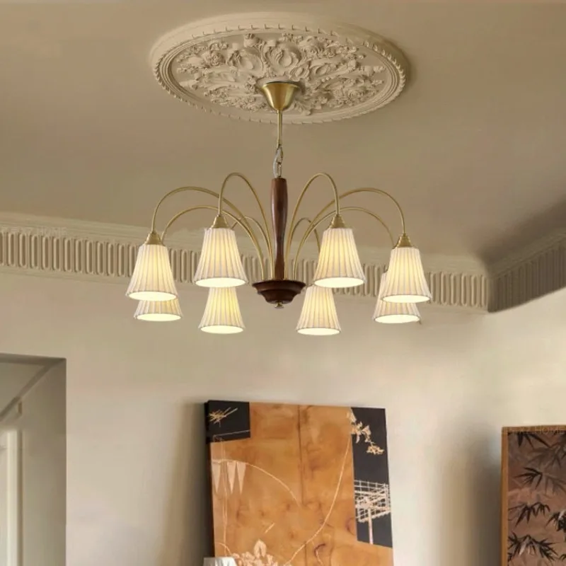 French Medieval Style Restaurant Pendant Light American Retro Atmospheric Chandelier Creative Glass Bedroom LED Pendant Lights