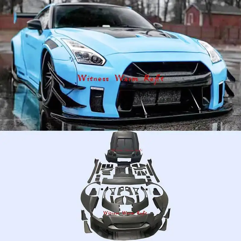 Kit de pare-chocs avant et arrière en fibre de carbone pour Nissan Gtr R35, matériau Frp, garde-boue pour Nissan Gtr R35 2009-2015, haute qualité, kit de carrosserie large