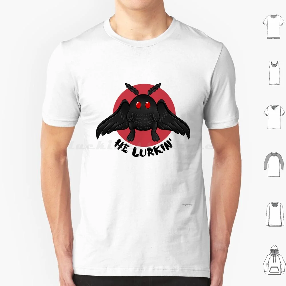 

He Lurkin' Mothman T Shirt 6xl Cotton Cool Tee Mothman Cryptid Monster Moth Lamp Folklore Lurk