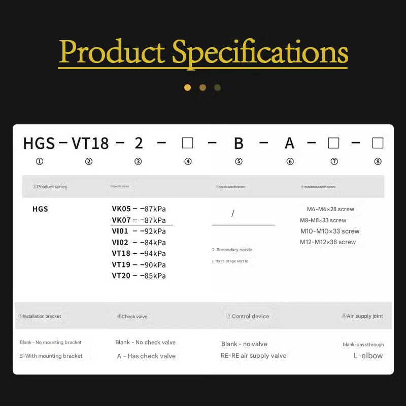 LOONGYE HGS Multi-Estágio HGS-VK05-VI02-2-VT20-3 Bomba Pneumática a Vácuo Automática PIAB VGS Fluxo de Sucção de Pressão Negativa