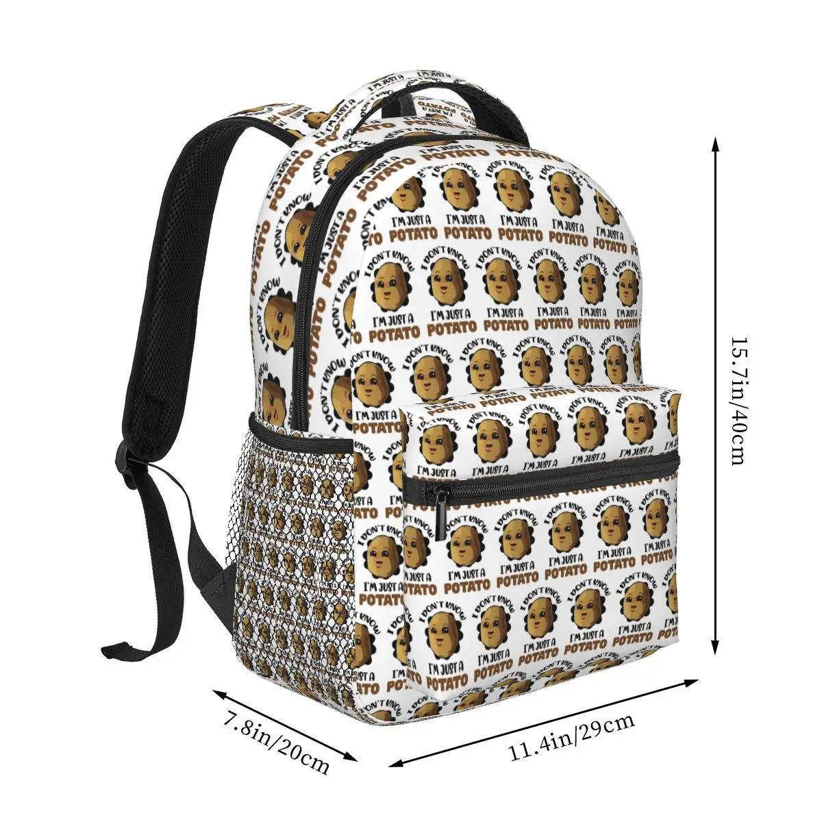 I Don't Know I'm Just A Potato Student Backpack School Bag Hiking Travel Daypack for Boys Girls Fashion Bookbag Shoulder Bags