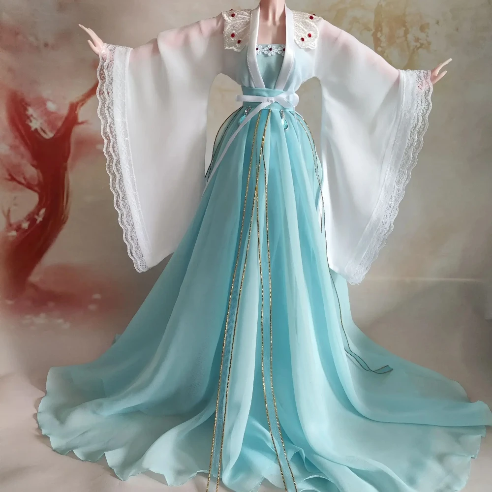 60cm Doll\'s Clothes Beautiful Dress for 1/3 Bjd Doll Ancient Hanfu Diy Girl Toy Birthday Gift Dress Up Doll Accessories, No Doll