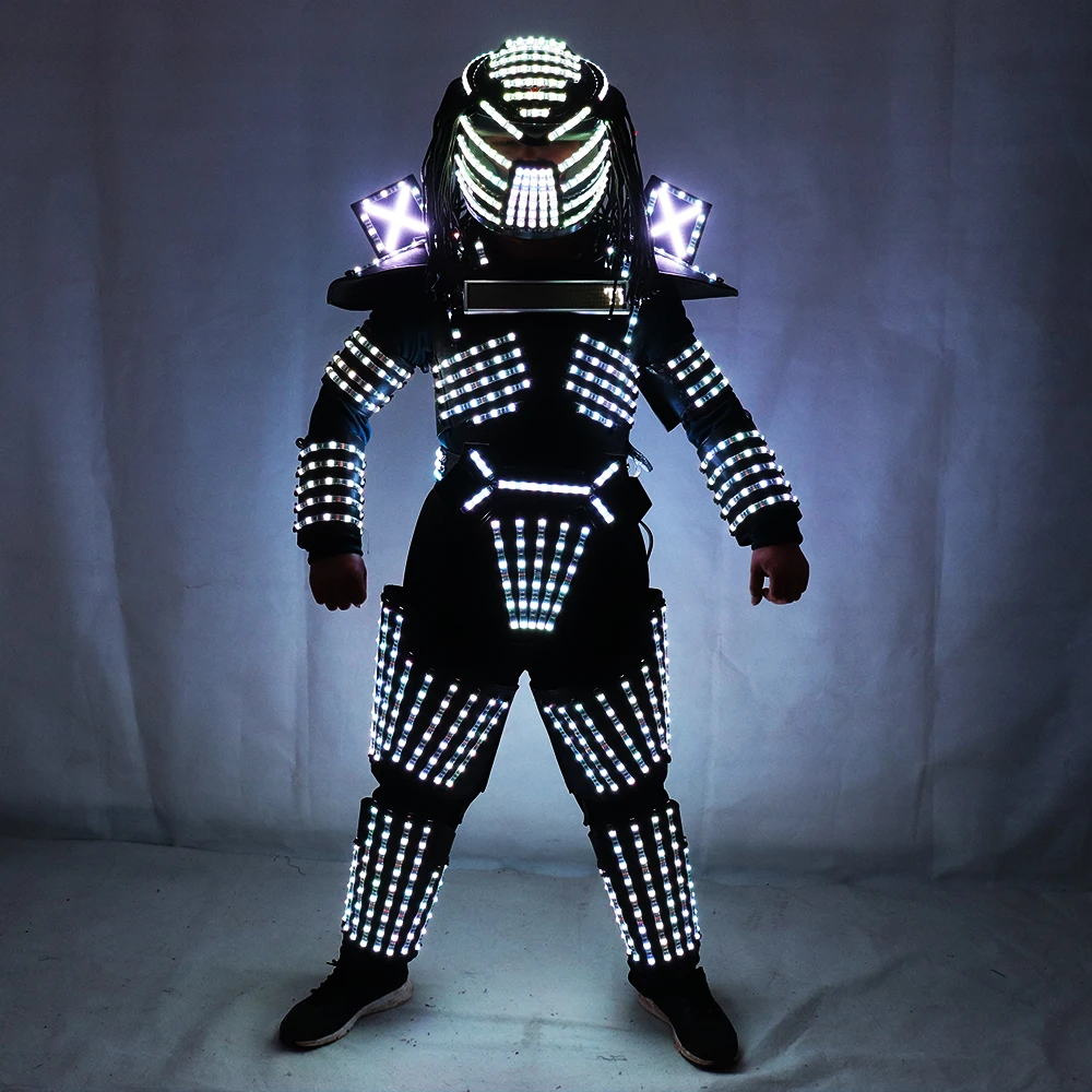 LED Robot Costumes Clothes LED Lights Luminous Stage Dance Performance Show Dress for Night Club