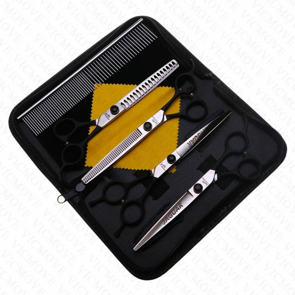 7 Inch Pet Grooming Scissors Set Straight Curved Dog Cat Cutting Thinning Shears Kit Tesoura Para Hair Thinning Shears