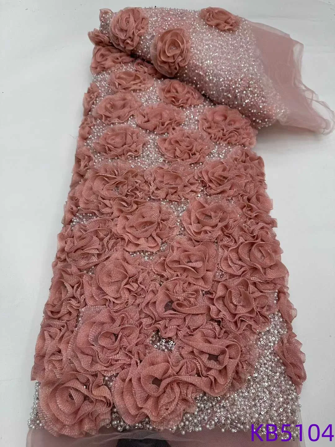 

3D цветок кружевная ткань с бисером кружевная ткань африканская ткань кружево высокого качества 2025 французская сетка с последовательностью для шитья KB5105