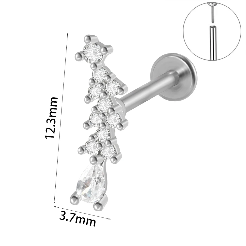 Surgical Steel Marquise CZ Leaf Shaped Stud Earring