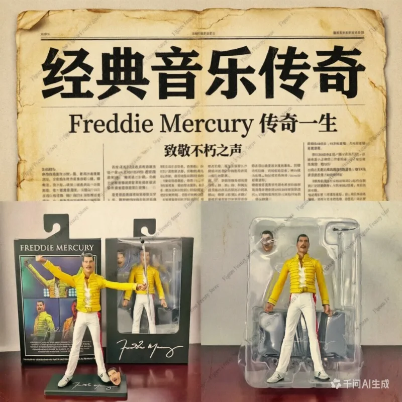 

Mercury Queen Freddie Action Figure Inspired by Live at Wembley Stadium Cartoon Style Collectible Figurine for Birthday Gift