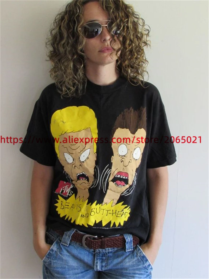 Washed SAINT BEAVIS AND BUTTHEAD Cartoon Print T Shirt Men Women 1:1 Best Quality Summer Style T-shirt Top Tees