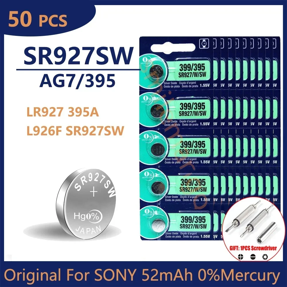 

50 шт. оригинальные для Sony SR927SW AG7 395 LR927 395AL926F SR927SW литиевые батареи кнопка для часов игрушки контрольный калькулятор игрушка