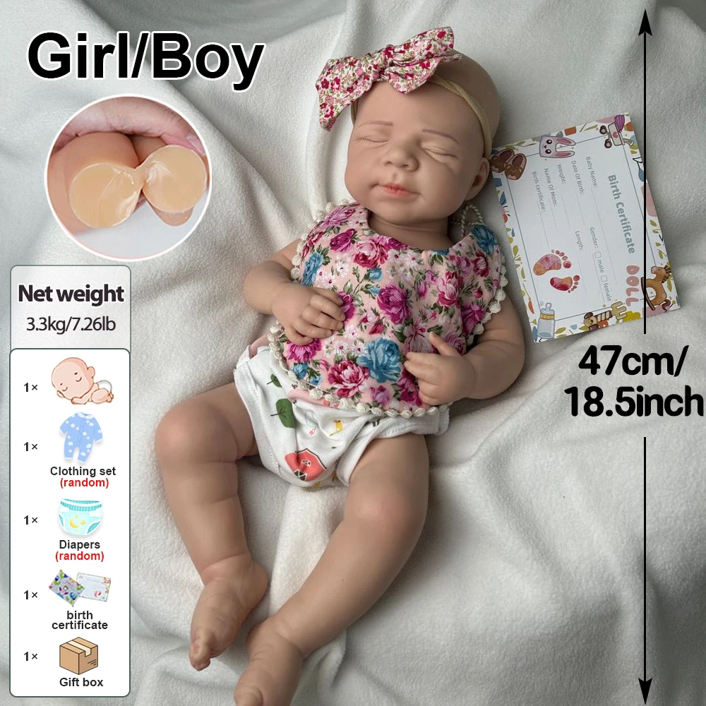 19inch 47cm realista silicone renascido bebê menina/menino Pascale corpo inteiro bonecas texturas realistas suaves para colecionais crianças brinquedo