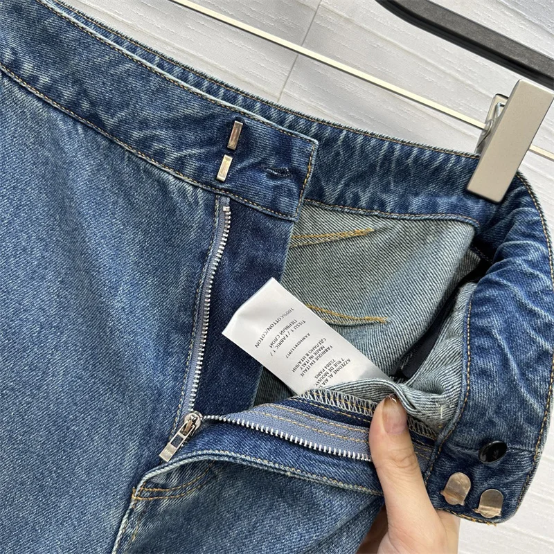 Damenjeans Neue hoch taillierte Slim-Fit-Damenhosen für den Herbst 2025, Retro-Hosen aus reiner Baumwolle mit weitem Bein, Y2K-Denim-Hosen