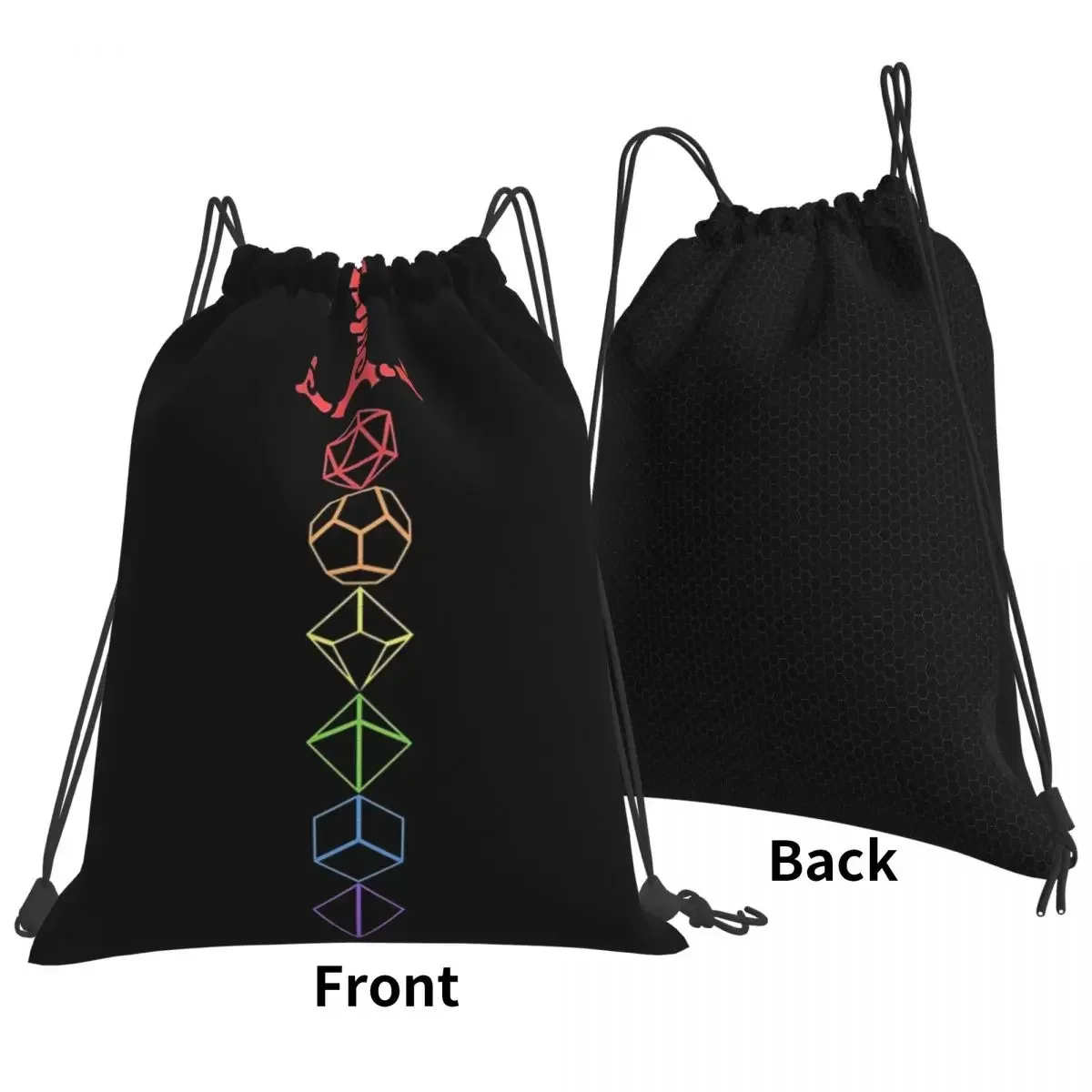 Rainbow Dice Sword Tabletop RPG Gaming Backpacks Casual Portable Drawstring Bags Storage Bag BookBag For Man Woman Students