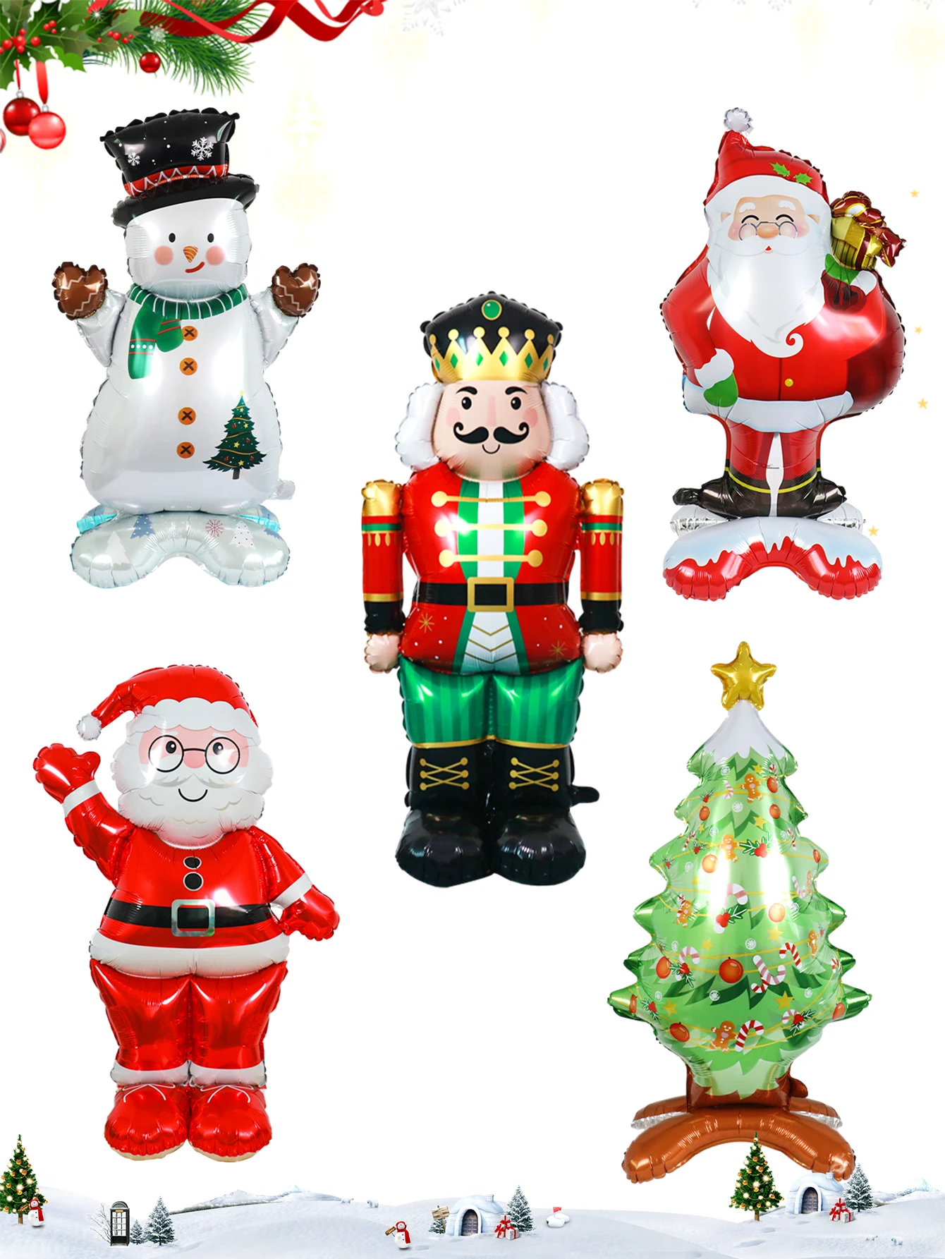 Christmas Stand Foil Balloons, Santa Claus Snowman Decoration Christmas Eve New Year Party Decoration Supplies