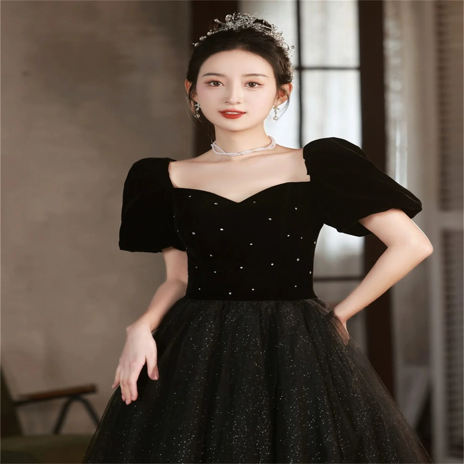 Abendkleid Party kleid für Brautkleid schwarz plus Größe Brautkleider für Braut Temperament Luxus Brautkleider