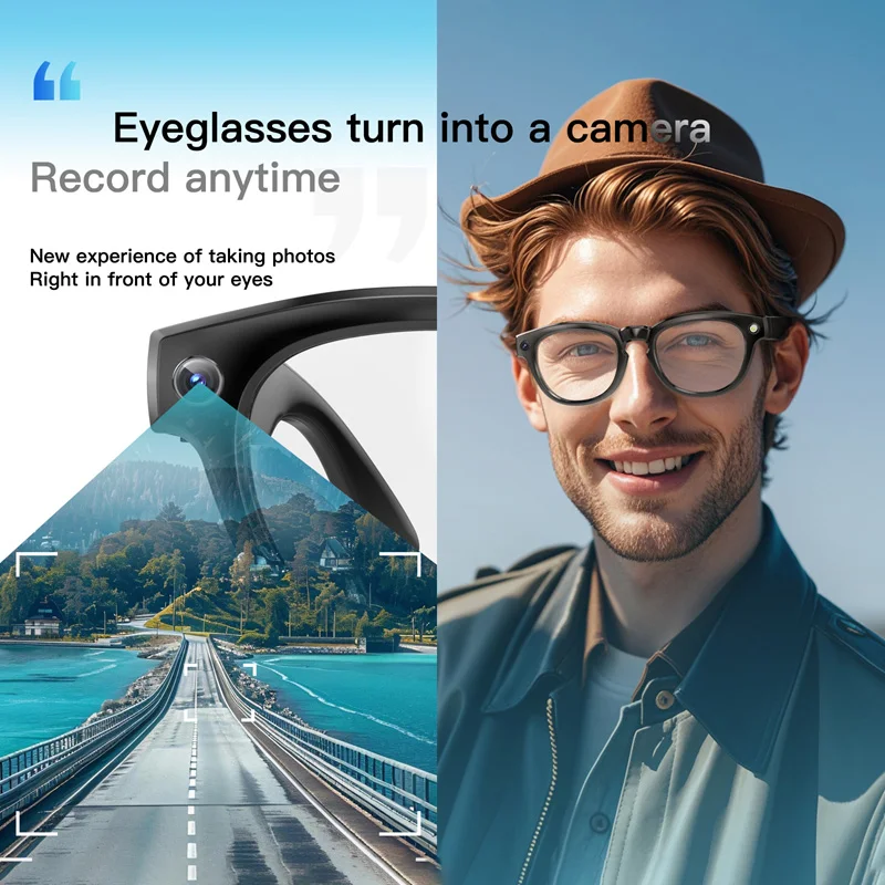 Smart Glasses With Camera 200W Pixels Auto Colour Changing Lens Bluetooth Glasses Listening to music Shooting Sunglasses