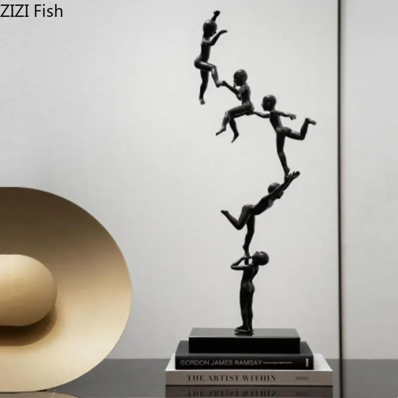 

Art Black Character Ornaments Alloy Resin Statue Sculpture Living Room Decoration Crafts Home Decor Accessories Figurines Gift