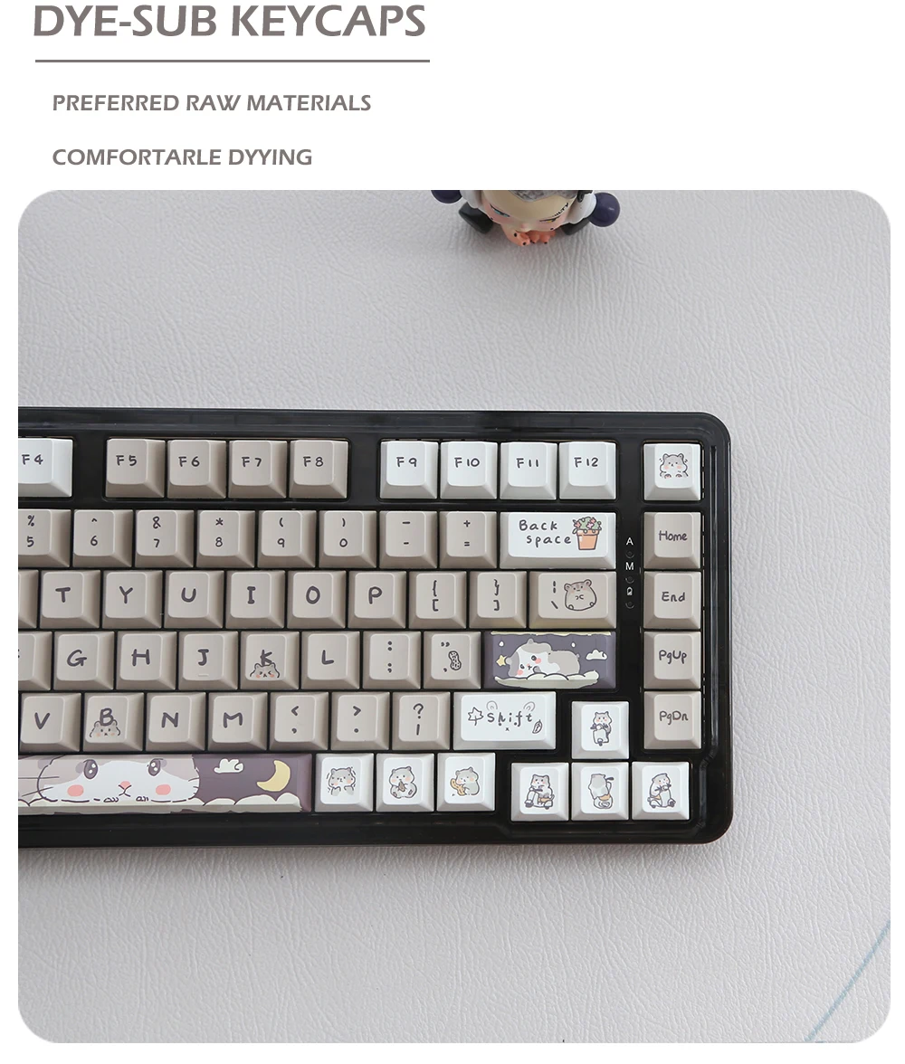 Altura Keycaps para Teclado Mecânico, Tema Esquilo, PBT, Sublimação Dye, personalizado, DIY, 68, 75, 87, 98, 104, 132 Chaves