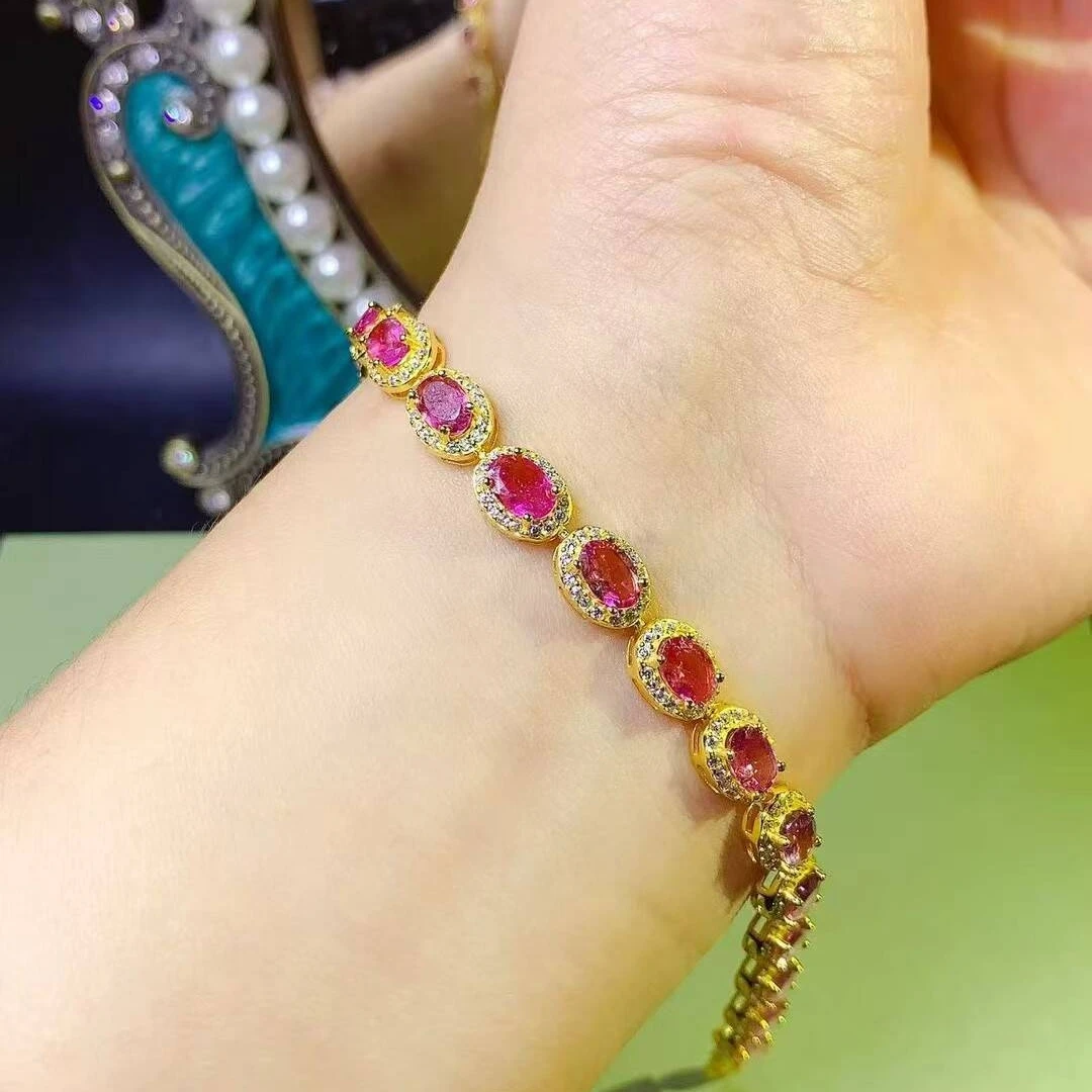 KJJEAXCMY high-grade Natural Women's Tourmaline Bracelet S925 Silver Colorful and splendid Crystal pure fire flash explosion