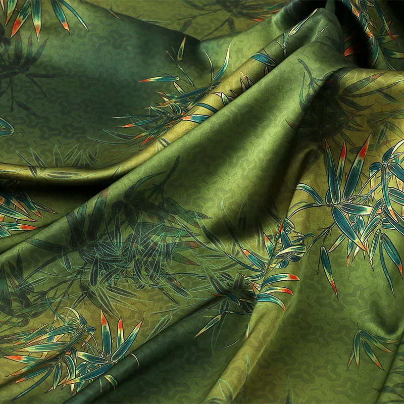 

Жаккардовая ткань с бамбуковым листом для платья Cheongsam Hanfu, древний китайский стиль, текстиль с цветочным принтом, винтажный материал одежды
