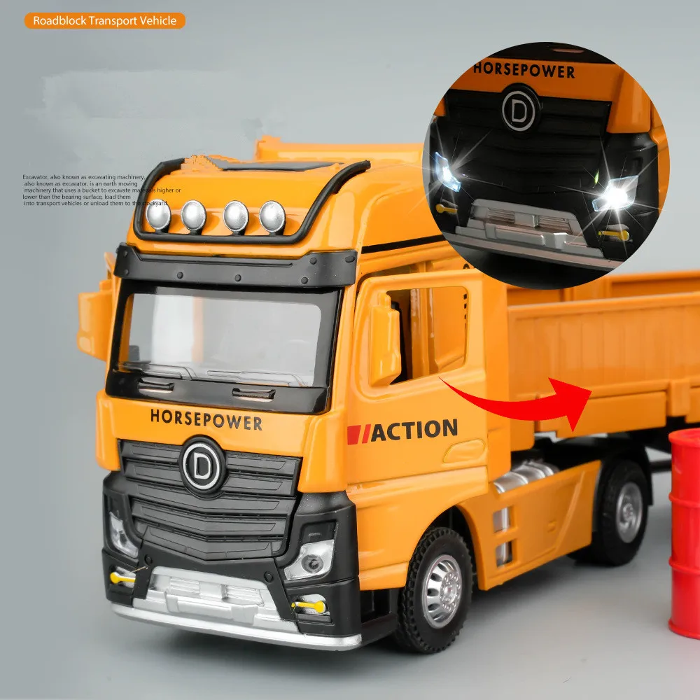 1: 32 alloy pull back engineering transport vehicle model,simulated sound and light toys,children's gifts,wholesale