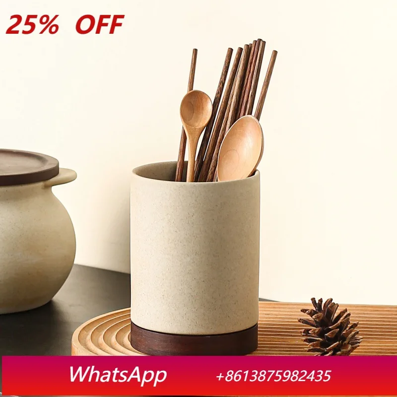 

LTT Qijinfeng coarse pottery Japanese chopstick cartridge drain chopstick cage retro ceramic chopstick bucket