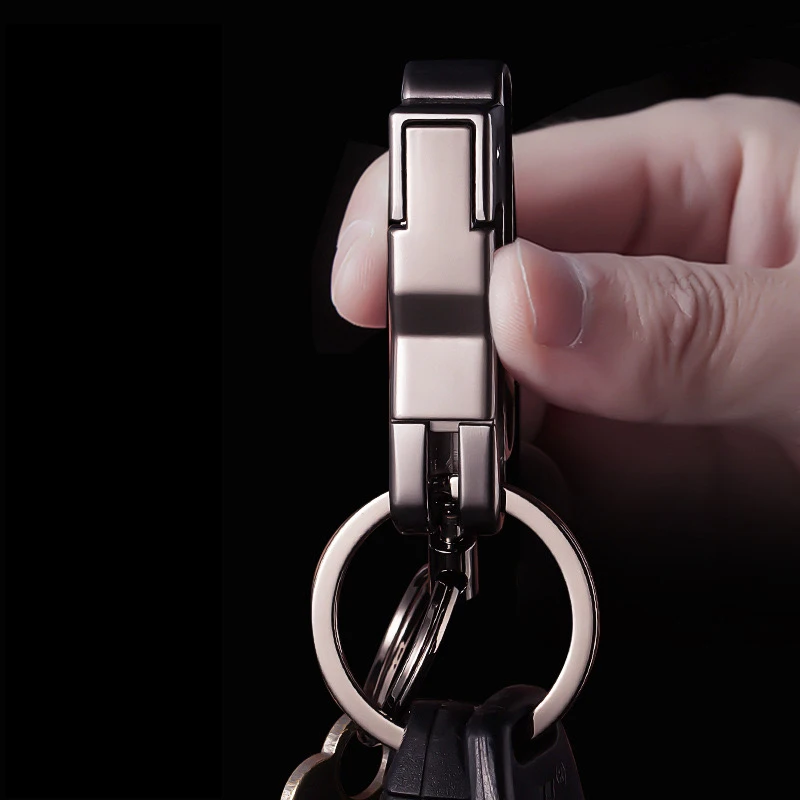 Belt Passable Car Keychain Men's Creative Zinc Alloy High Quality Anti-Lost Dual Keyring Key Pendant Accessories Wholesale