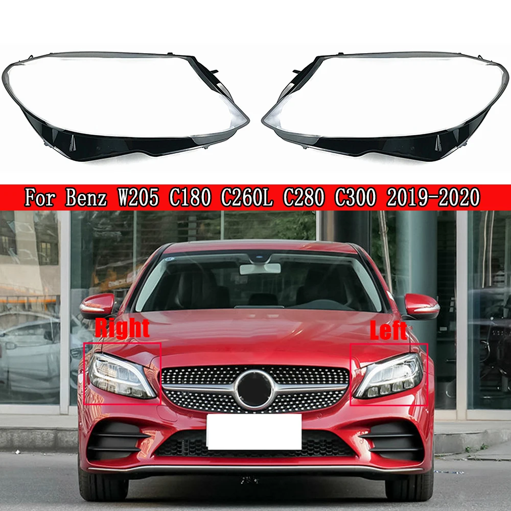 

Headlight Cover For Benz W205 C180 C260L C280 C300 2019 2020 2021 Transparent Lampshade Plexiglass Replace Original Lens