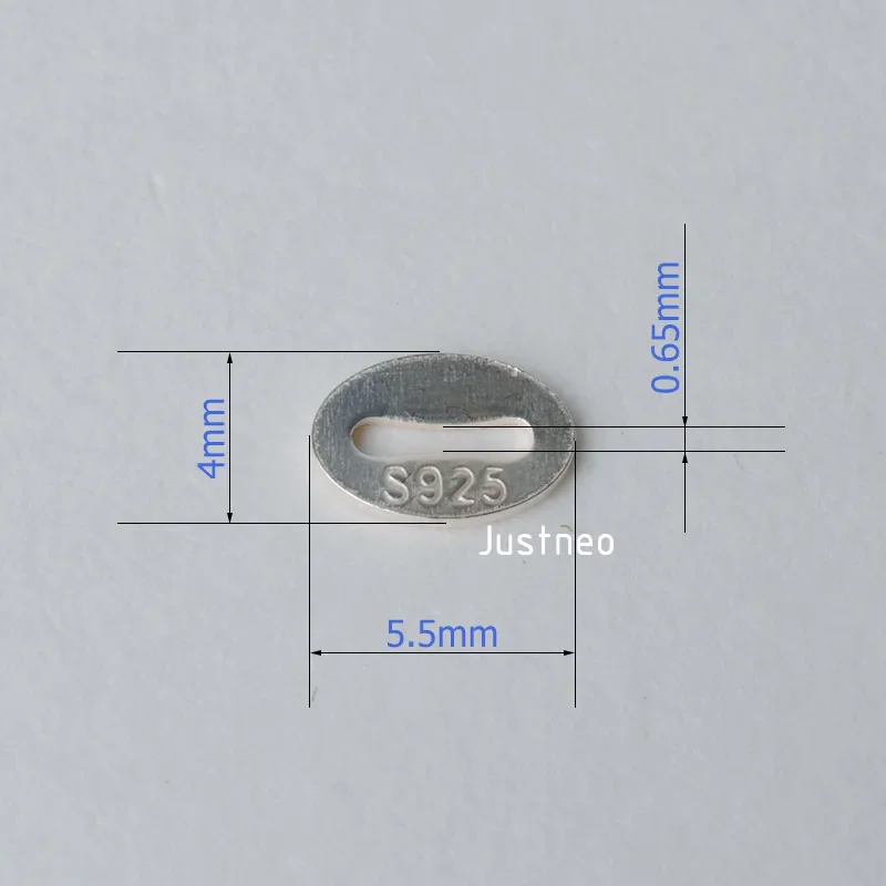 Stałe 925 Sterling Silver naszyjnik owalny koniec Tag złącze koralik — zdjęcie 5