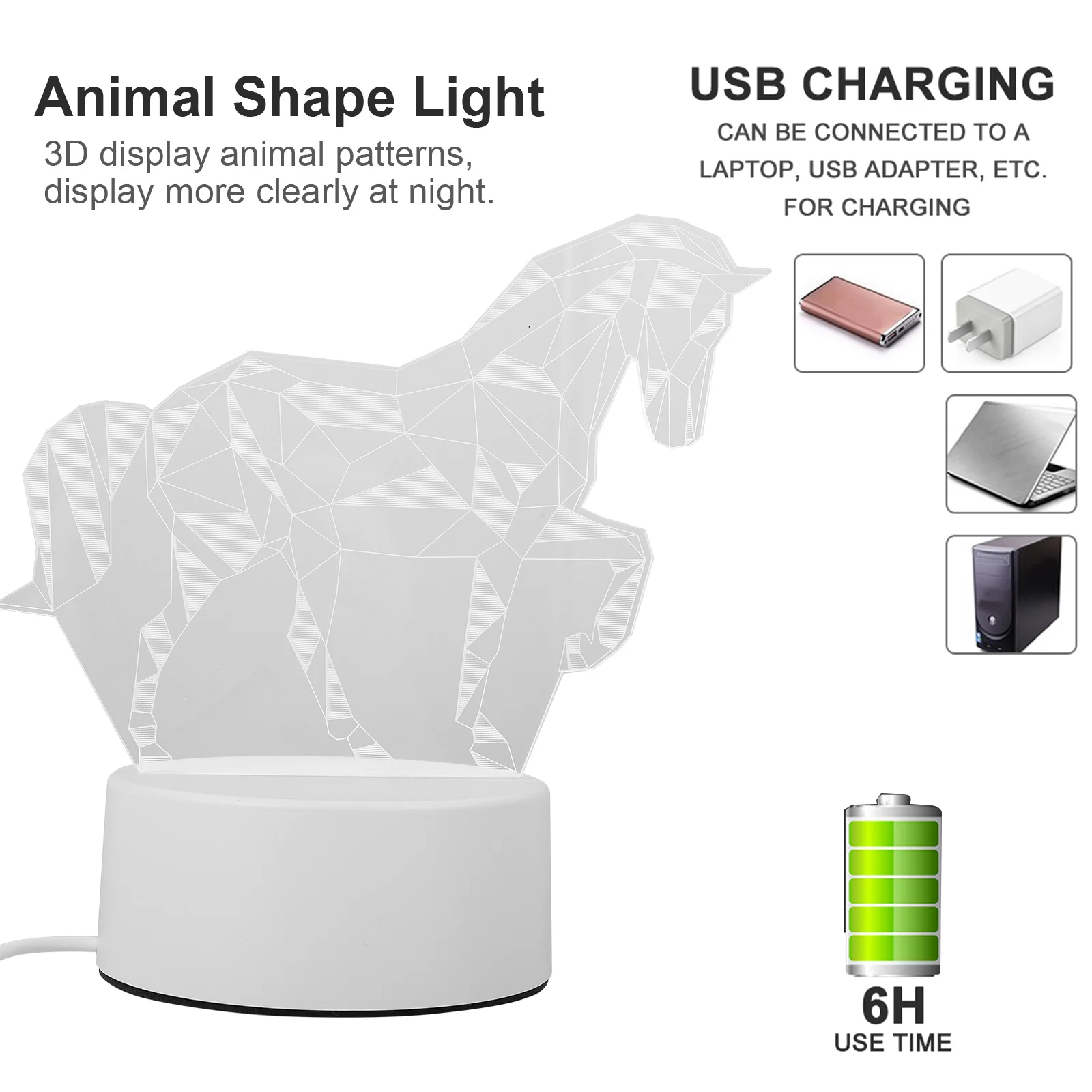 

3D Night Lamp Animal Shape Led Bedside Light For Bedroom Decor Gift Usb Powered Warm Lighting 3D Illusion Lamp