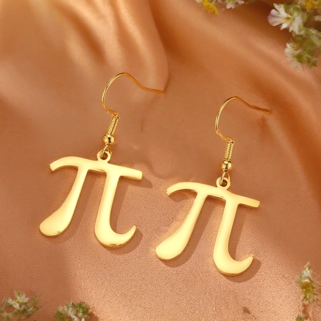 Dawapara Pi Math Symbol Earrings Greek Letter Pi Mathematics Symbol Stainless Steel Dangle Earrings Minimalism Jewelry