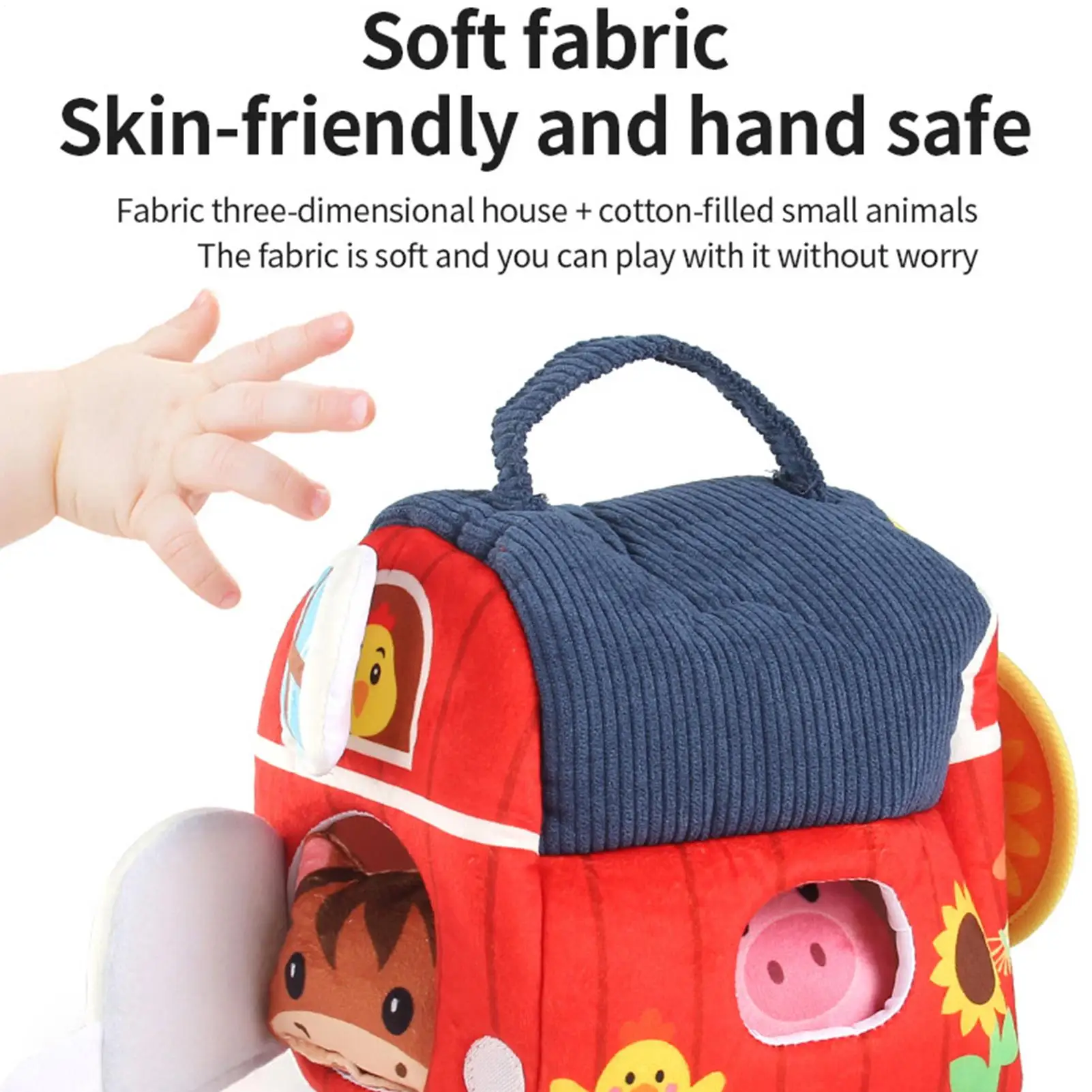 Jouet de grange en peluche pour bébé, ensemble de jeu interactif de développement éducatif, jouets sensoriels, grange en peluche pour garçons et filles, enfants en famille