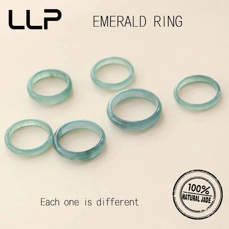 Women's Genuine Natural Jade Blue Water Ring