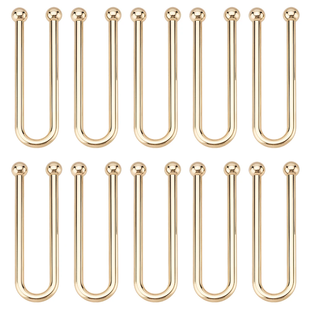 10Pcs U Shape Zinc Alloy Bikini Clips Buckles for Swimwear Front Clasp Light Gold 61.5x20.5x6.5mm