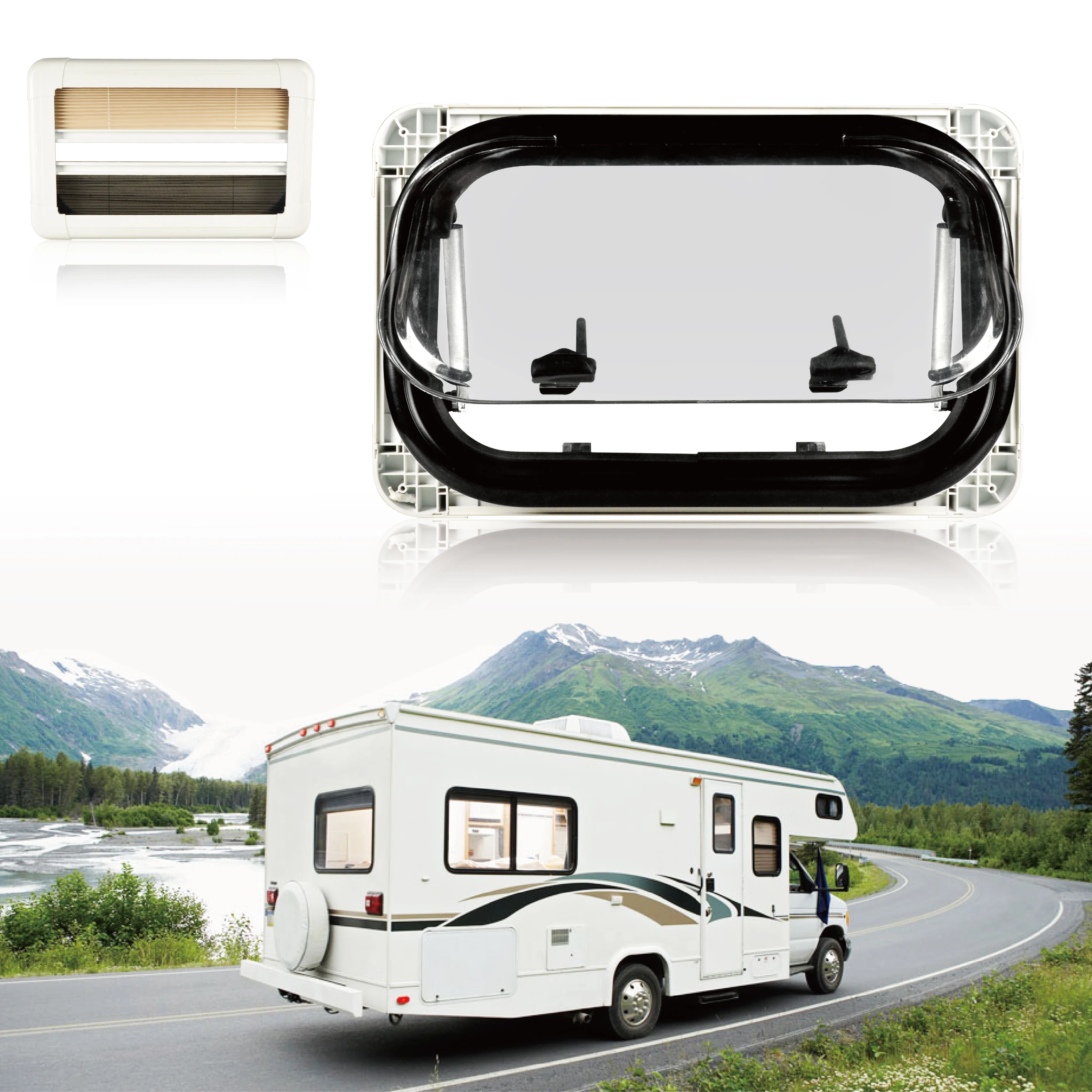 

1200*500mm Caravan Extrapolated Ventilation Window Sliding Rv Caravan Camper Window Vent Skylight With Blind Screen